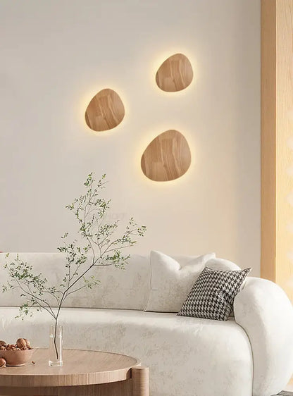 Modern nordic round eclipse wooden wall lamp for bedroom bedroom