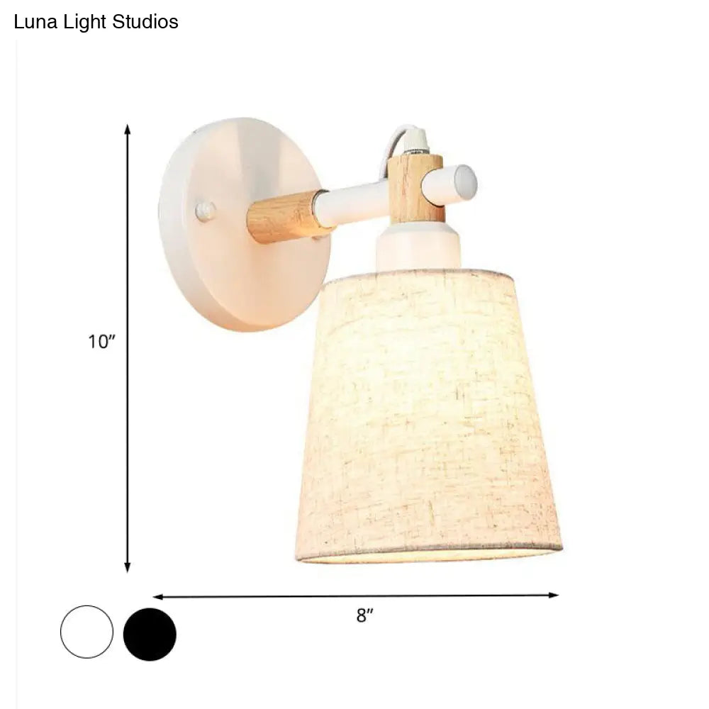 DecorBites™ Modern Nordic Wall Lamp with Horn Shade and Wood Joint in Black/White - 1-Light Sconce