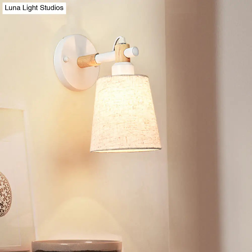 DecorBites™ Modern Nordic Wall Lamp with Horn Shade and Wood Joint in Black/White - 1-Light Sconce
