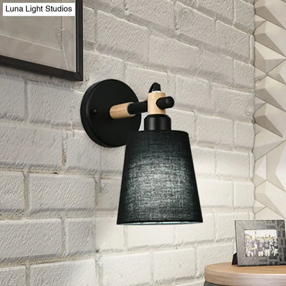 DecorBites™ Modern Nordic Wall Lamp with Horn Shade and Wood Joint in Black/White - 1-Light Sconce