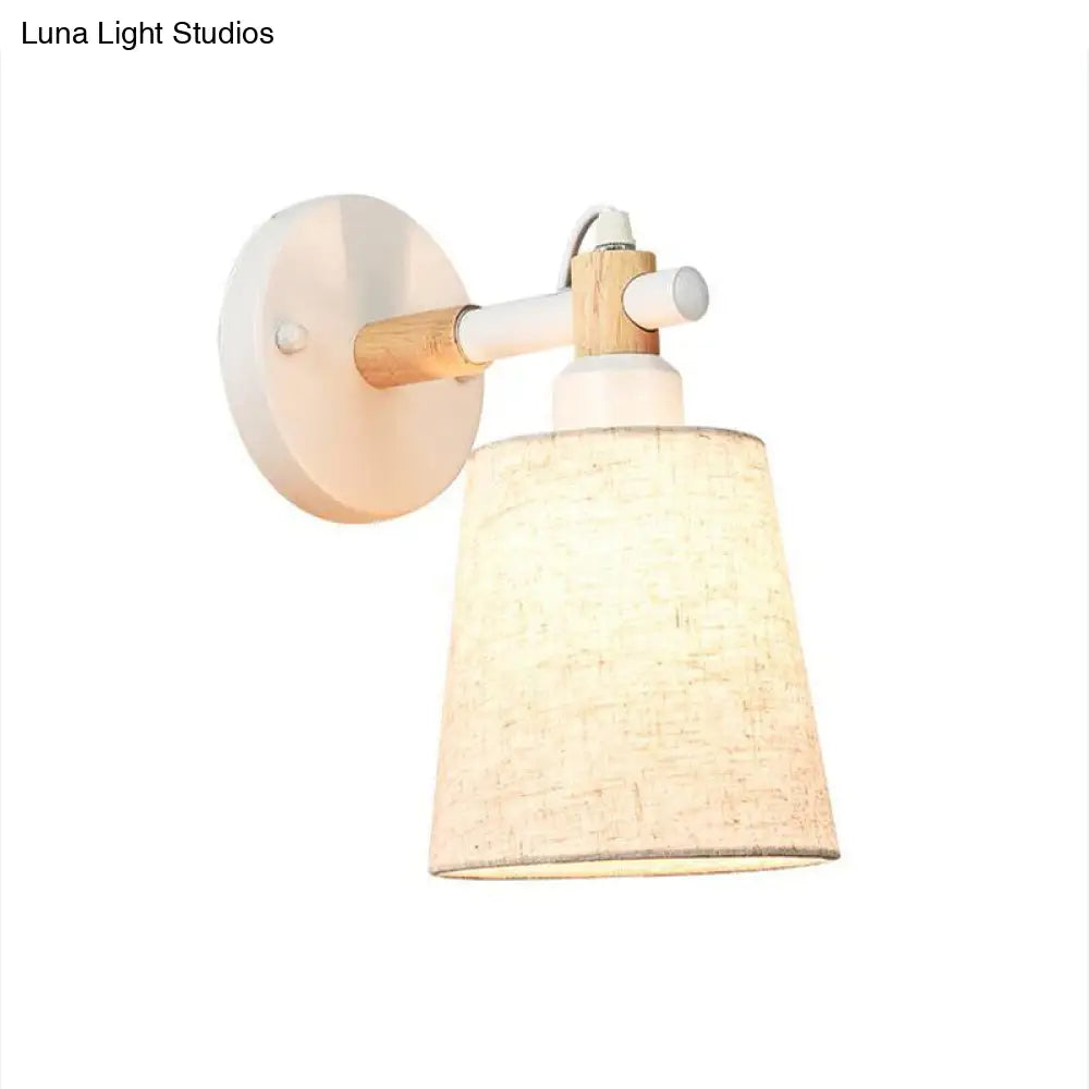 DecorBites™ Modern Nordic Wall Lamp with Horn Shade and Wood Joint in Black/White - 1-Light Sconce