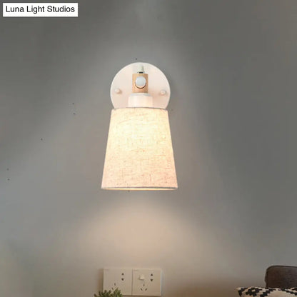 DecorBites™ Modern Nordic Wall Lamp with Horn Shade and Wood Joint in Black/White - 1-Light Sconce