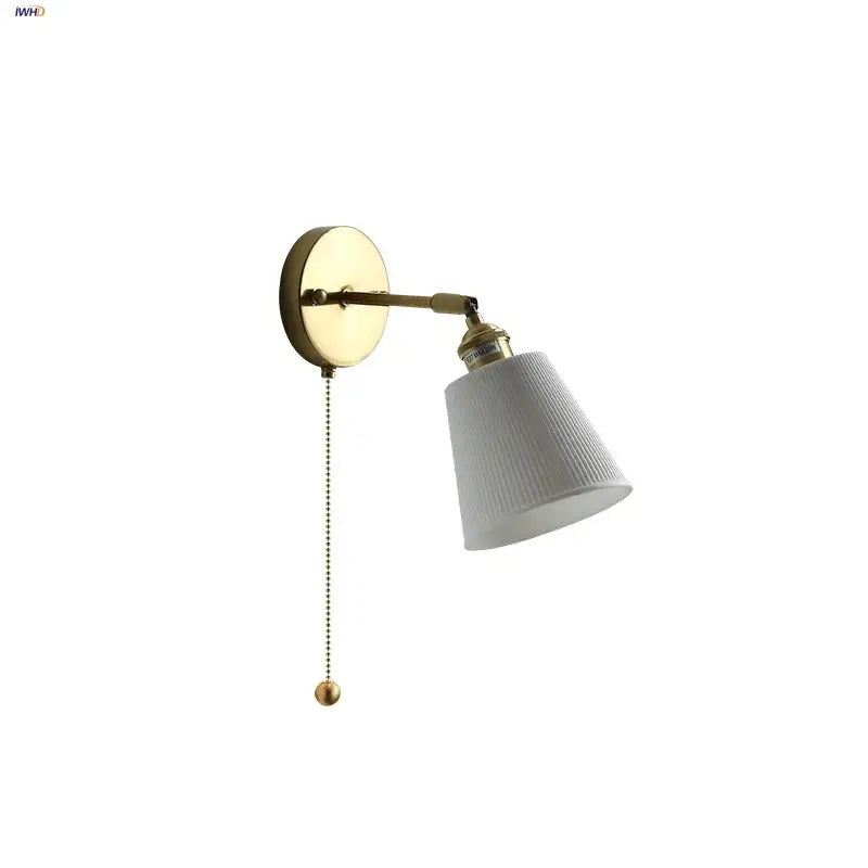Modern nordic white ceramic wall lights brass bedroom adjustable arm