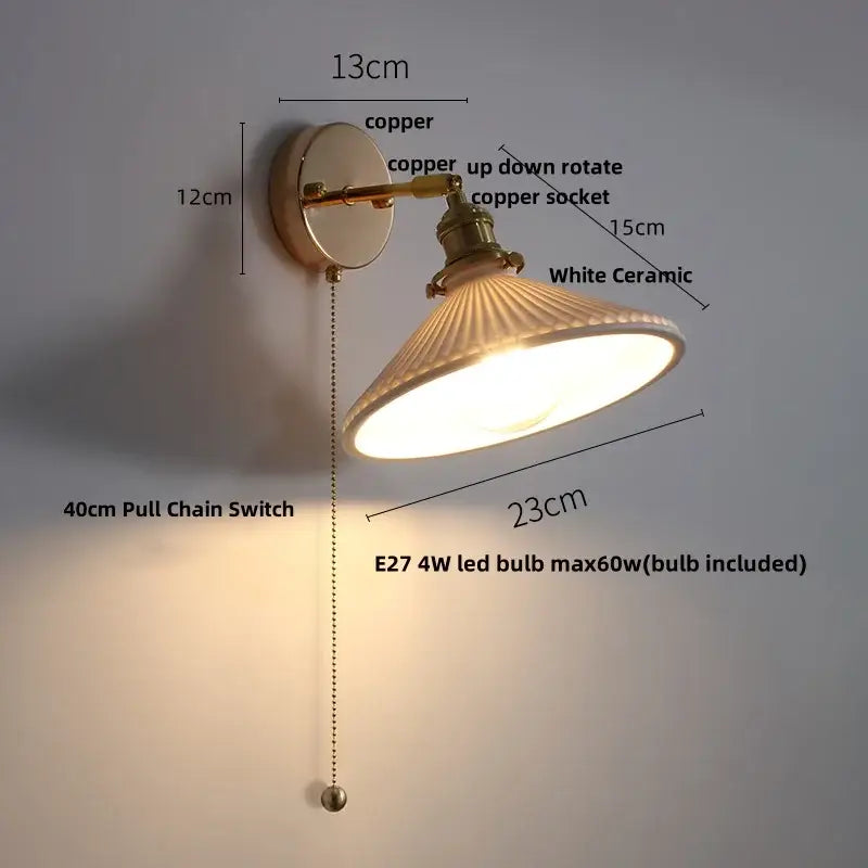 Modern nordic white ceramic wall lights brass bedroom adjustable arm