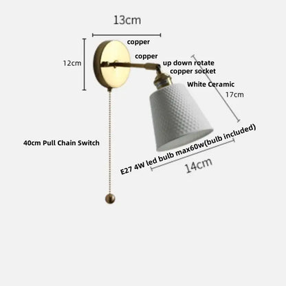 Modern nordic white ceramic wall lights brass bedroom adjustable arm