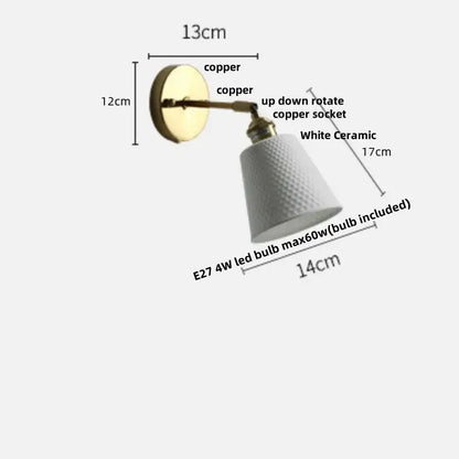 Modern nordic white ceramic wall lights brass bedroom adjustable arm