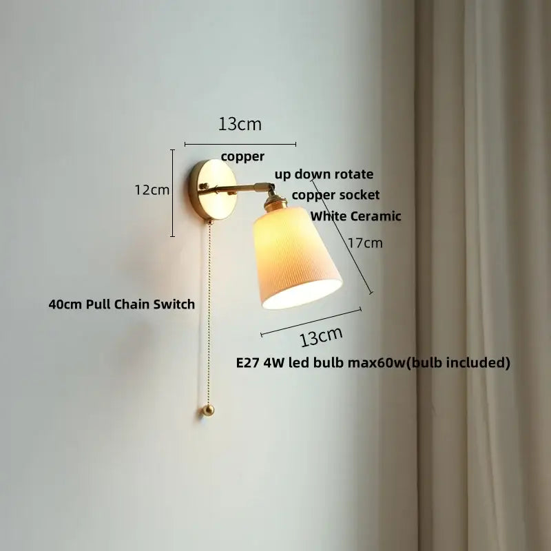 Modern nordic white ceramic wall lights brass bedroom adjustable arm