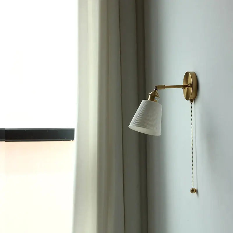 Modern nordic white ceramic wall lights brass bedroom adjustable arm