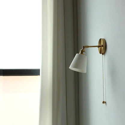 Modern nordic white ceramic wall lights brass bedroom adjustable arm