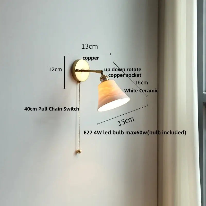Modern nordic white ceramic wall lights brass bedroom adjustable arm
