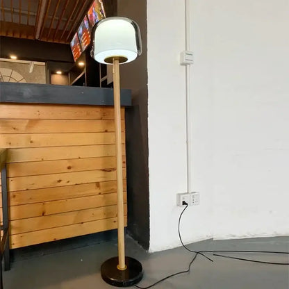 Modern nordic wood and glass floor lamp for living room