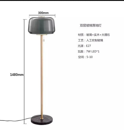 Modern nordic wood and glass floor lamp for living room
