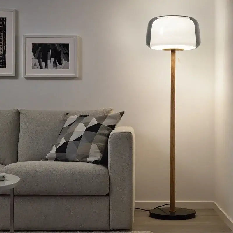 Modern nordic wood and glass floor lamp for living room