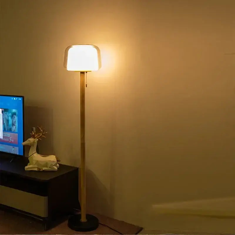 Modern nordic wood and glass floor lamp for living room