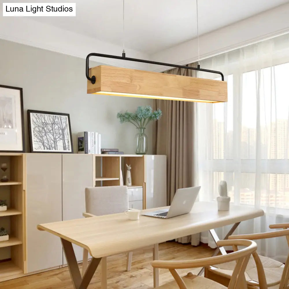 DecorBites™ Modern Nordic Wood Island Pendant Light - Strip Design for Restaurants