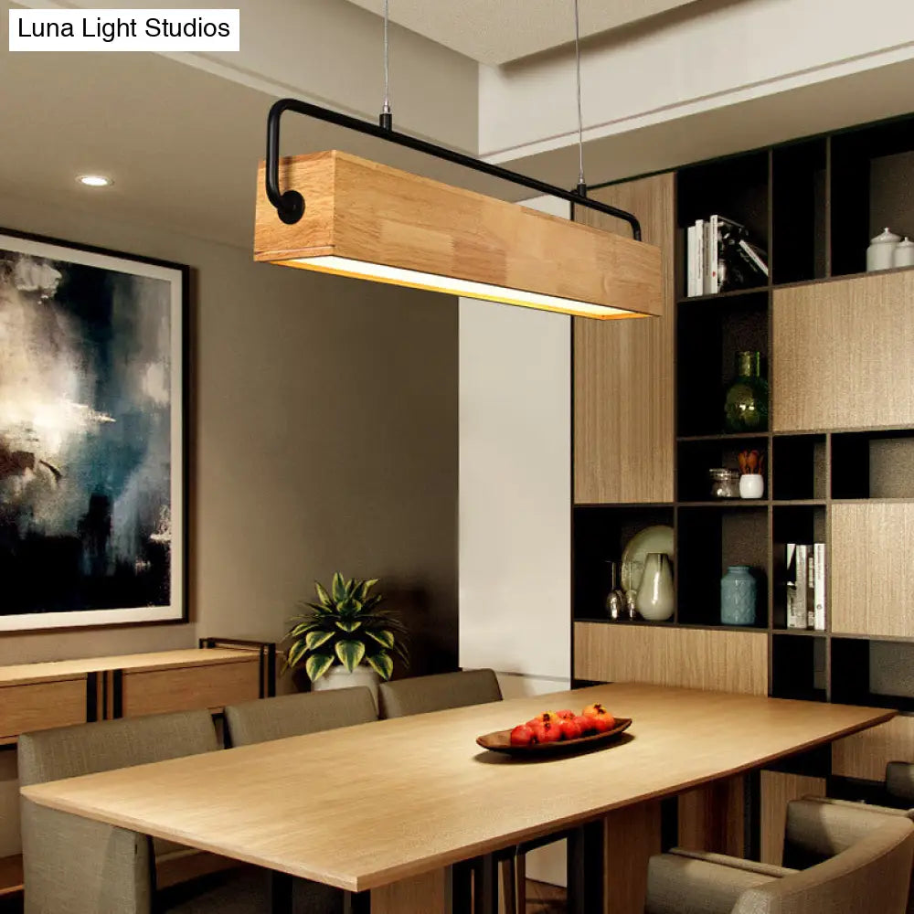 DecorBites™ Modern Nordic Wood Island Pendant Light - Strip Design for Restaurants