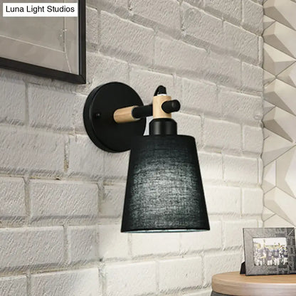Modern nordic wood wall lamp with horn shade – bedroom sconce