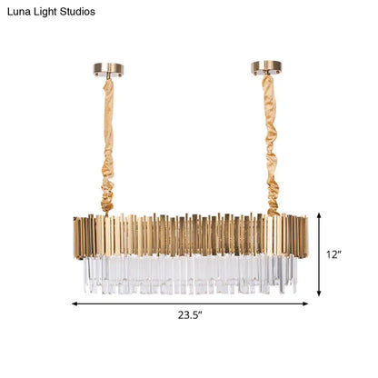 DecorBites™ Modern Oblong Island Pendant Lamp with Crystal Rods in Gold - 6/8 Light, 23.5"/31.5" Wide