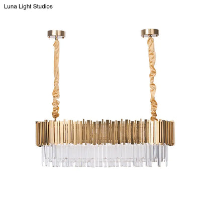 DecorBites™ Modern Oblong Island Pendant Lamp with Crystal Rods in Gold - 6/8 Light, 23.5"/31.5" Wide