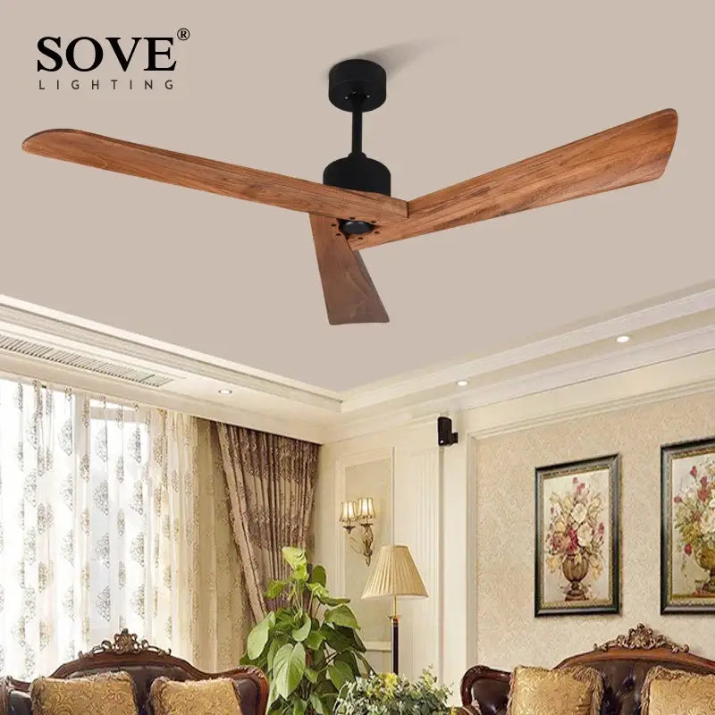 Modern off white 60" wood ceiling fan living room remote control