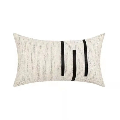 Modern off-white and gold black stripe jaquard cushion cover living room