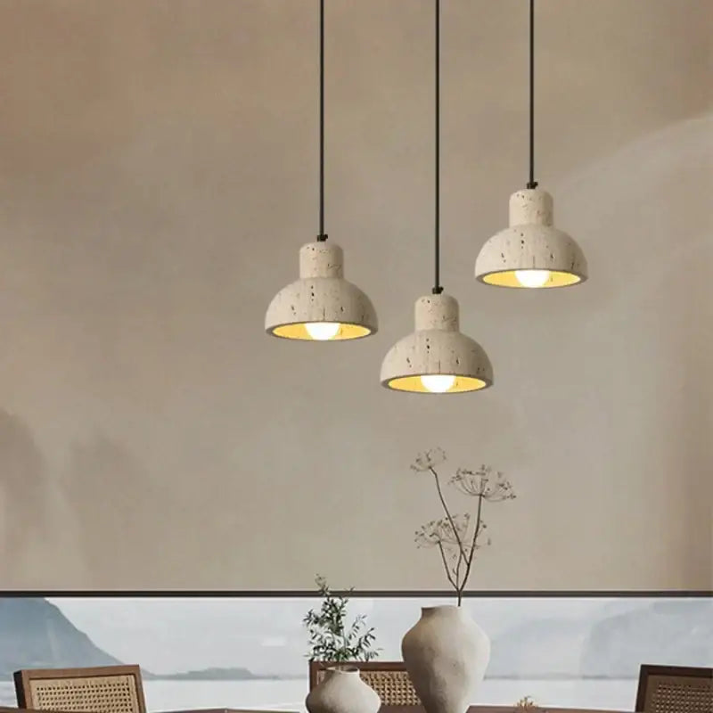 Modern off white cave stone led pendant light dining room