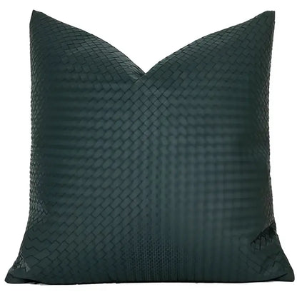 Modern olive green geometric faux leather pillow cover living room