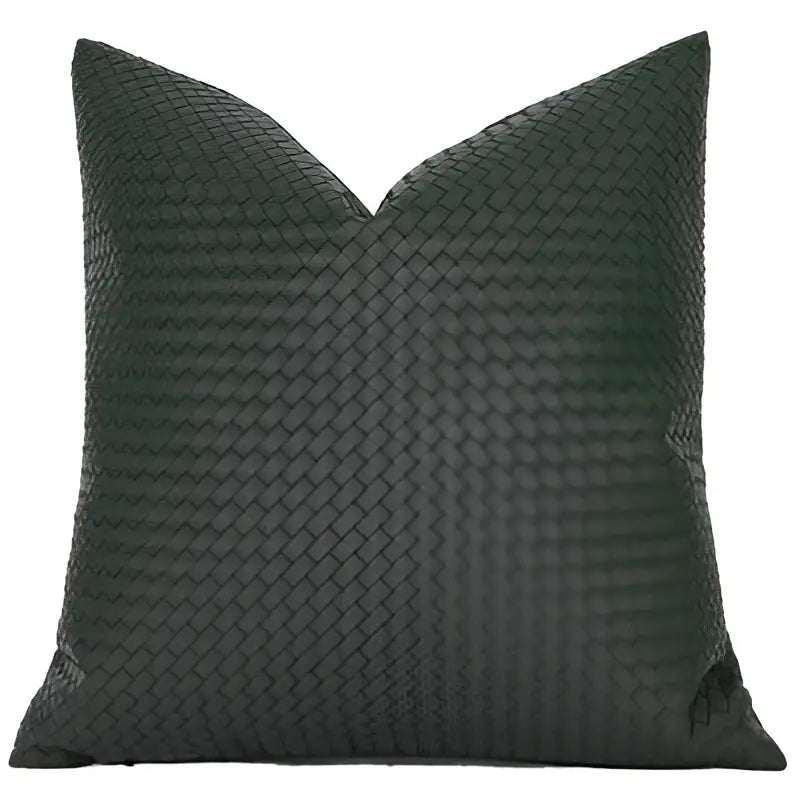 Modern olive green geometric faux leather pillow cover living room