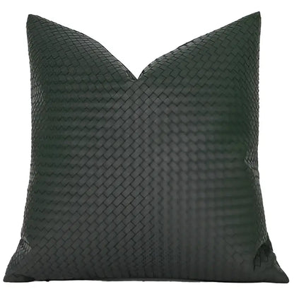Modern olive green geometric faux leather pillow cover living room