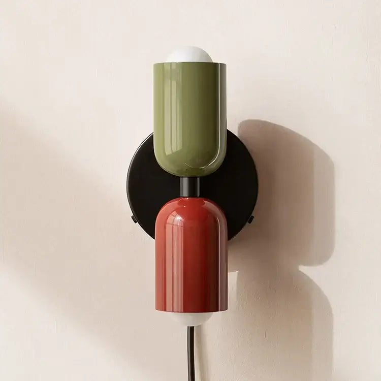 Modern olive green & terracotta cream double head wall lamps bedroom
