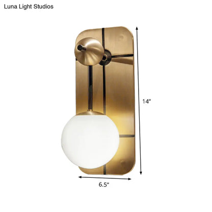 DecorBites™ Modern Opal Glass Ball Sconce with Brass Wall Mount - Elegant 1 Head Light Fixture