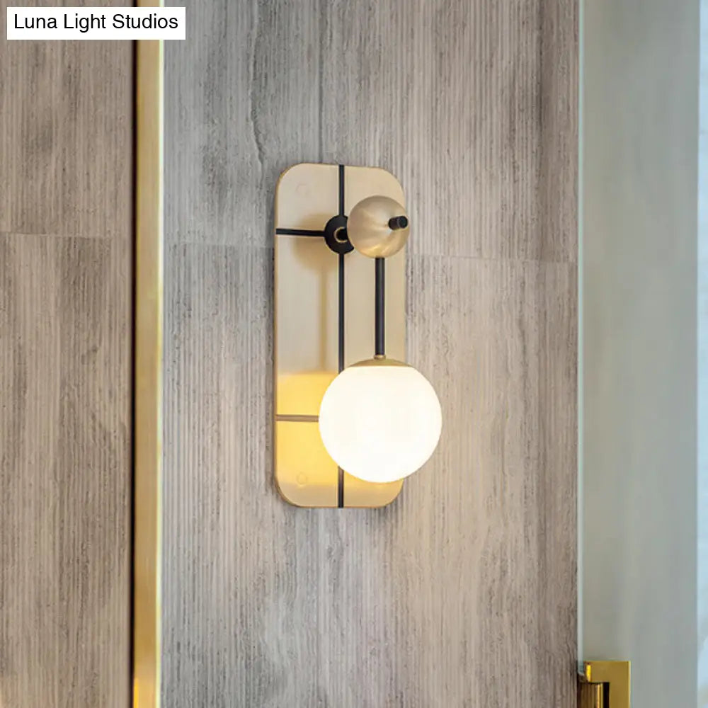 DecorBites™ Modern Opal Glass Ball Sconce with Brass Wall Mount - Elegant 1 Head Light Fixture