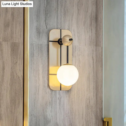 DecorBites™ Modern Opal Glass Ball Sconce with Brass Wall Mount - Elegant 1 Head Light Fixture