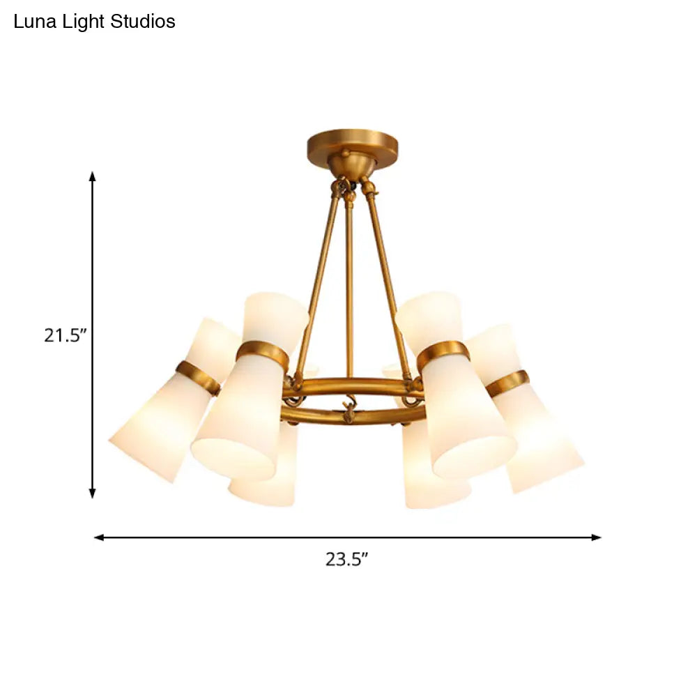 DecorBites™ Modern Opal Glass Chandelier - Wide Flare, 16 Bulbs - Black/Gold Pendant Light Fixture