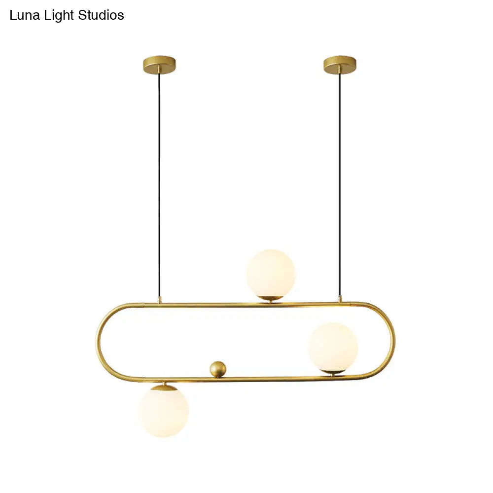 DecorBites™ Modern Opal Glass Oblong Chandelier – Ceiling/Island Light Fixture with 3/4 Black/Gold Lights for Dining Room