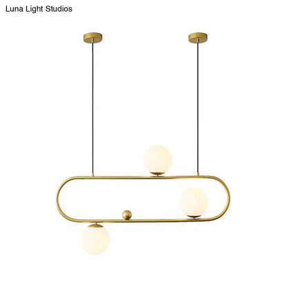 DecorBites™ Modern Opal Glass Oblong Chandelier – Ceiling/Island Light Fixture with 3/4 Black/Gold Lights for Dining Room