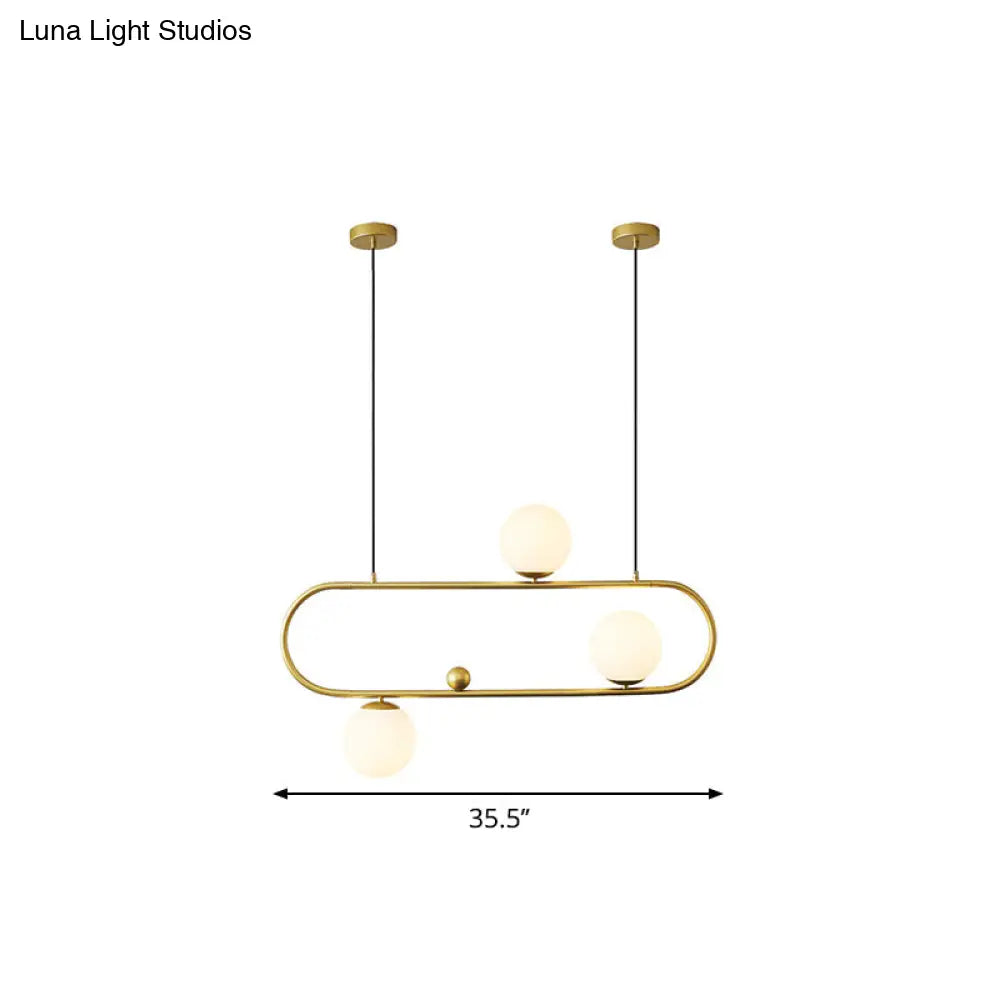 DecorBites™ Modern Opal Glass Oblong Chandelier – Ceiling/Island Light Fixture with 3/4 Black/Gold Lights for Dining Room