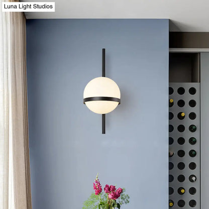 DecorBites™ Modern Opal Glass Orb Wall Sconce Lamp - Stylish 1-Bulb Lighting for Living Room