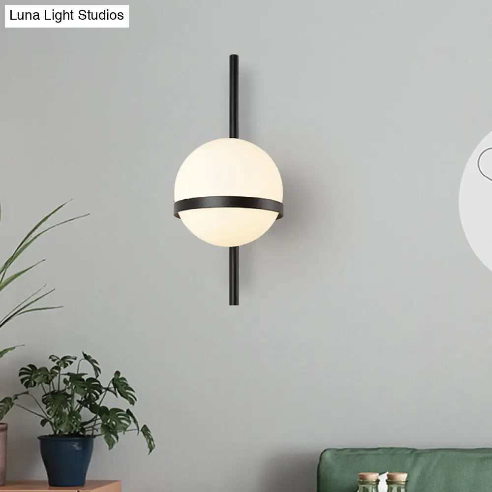 DecorBites™ Modern Opal Glass Orb Wall Sconce Lamp - Stylish 1-Bulb Lighting for Living Room