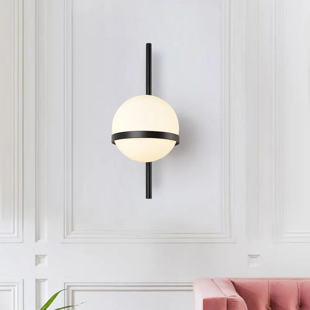DecorBites™ Modern Opal Glass Orb Wall Sconce Lamp - Stylish 1-Bulb Lighting for Living Room