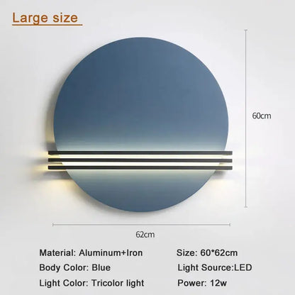 Modern orange and black circular wall lamp for bedroom