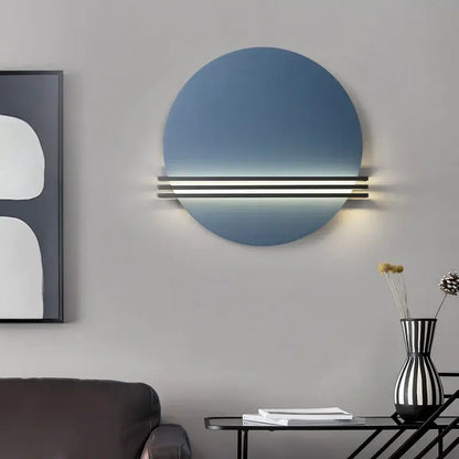 Modern orange and black circular wall lamp for bedroom