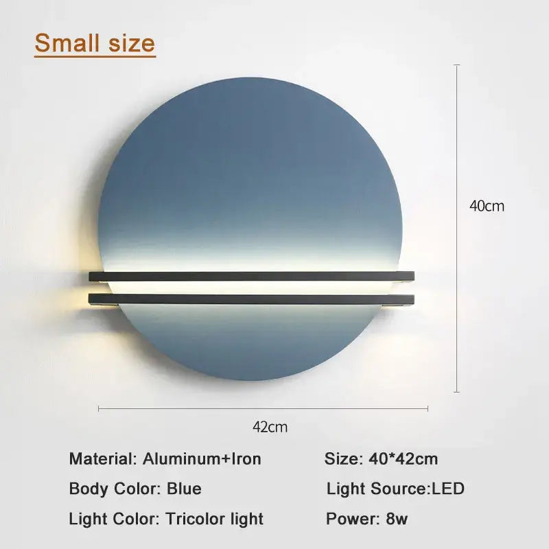 Modern orange and black circular wall lamp for bedroom
