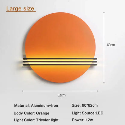 Modern orange and black circular wall lamp for bedroom