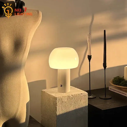 Modern orange atmosphere mushroom table lamp bedroom desk light