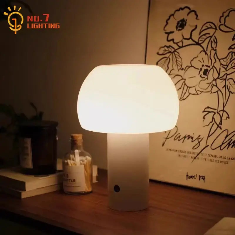 Modern orange atmosphere mushroom table lamp bedroom desk light