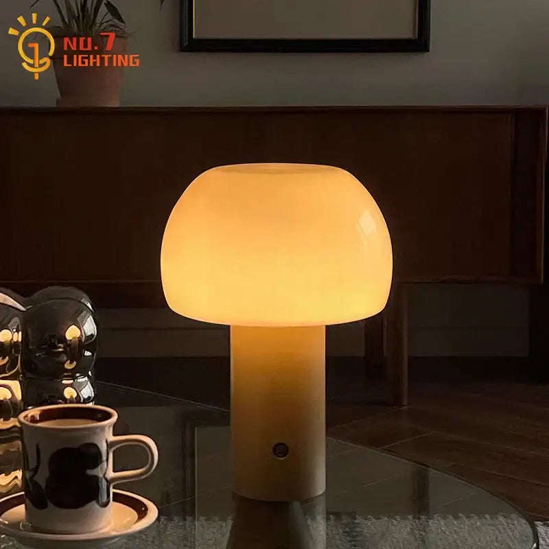 Modern orange atmosphere mushroom table lamp bedroom desk light