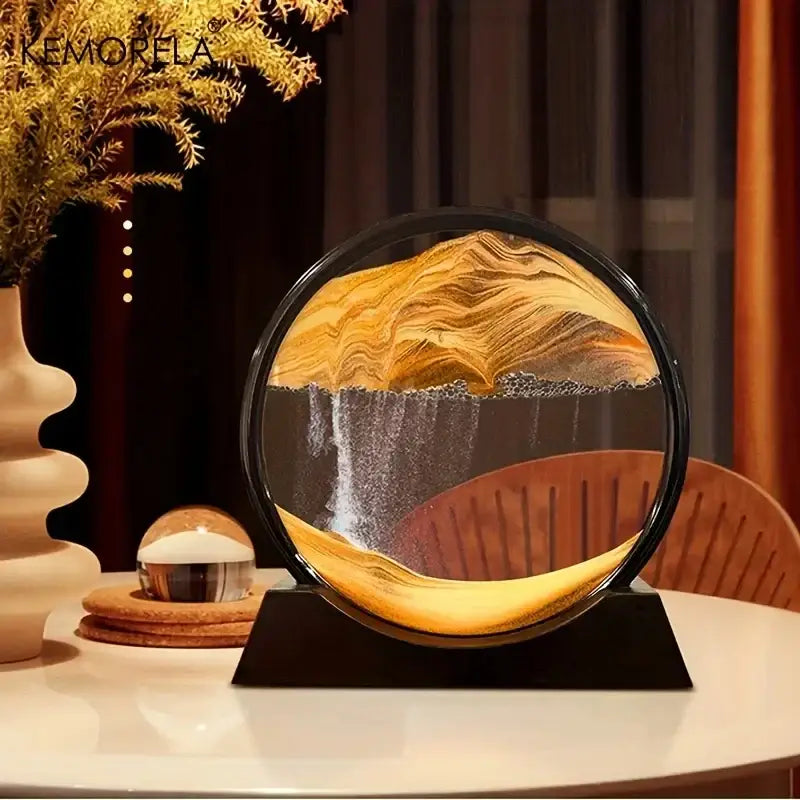 Modern orange & brown 3d moving sand art picture living room decor
