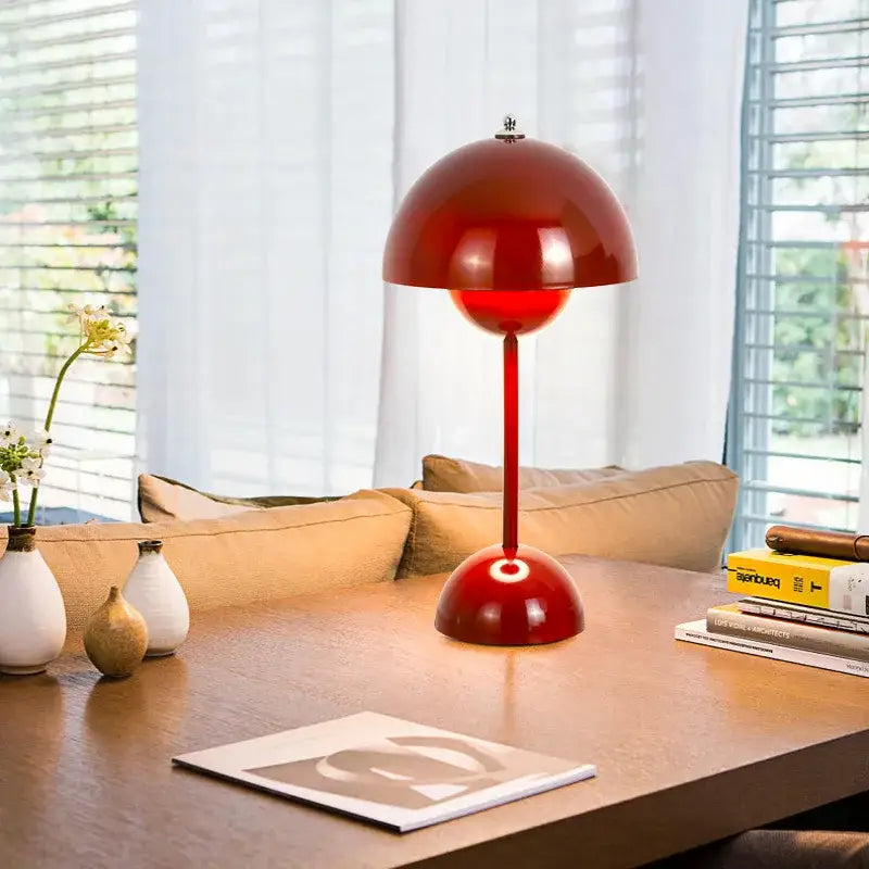 Modern orange bud metal desk lamp bedroom flower dome light