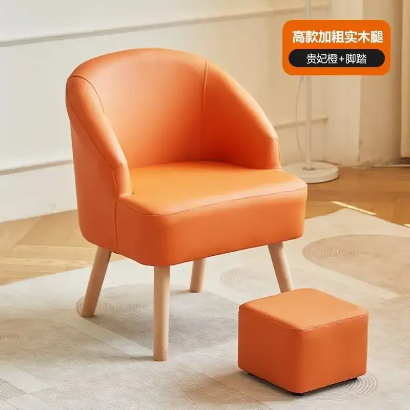 Modern orange & cream leather single sofa chair living room